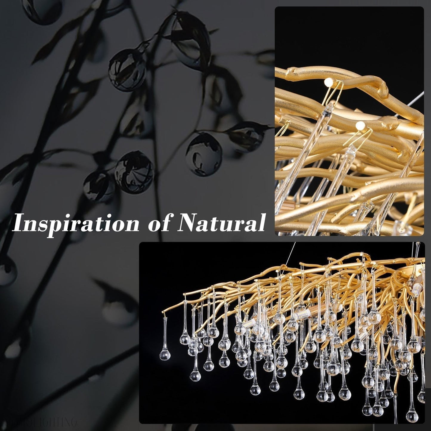 Doris Crystal Rectangular Branch Chandelier L45"-Nobipets