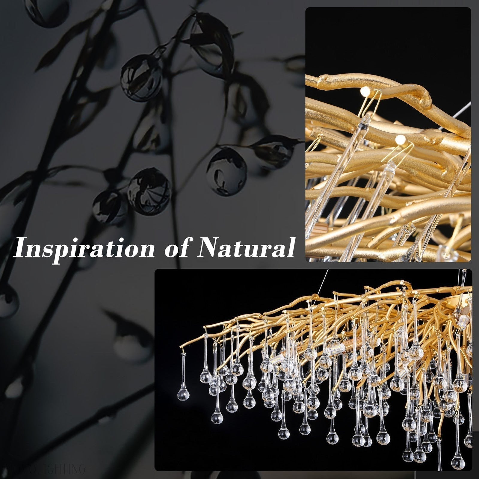 Doris Crystal Rectangular Branch Chandelier L45"-Nobipets