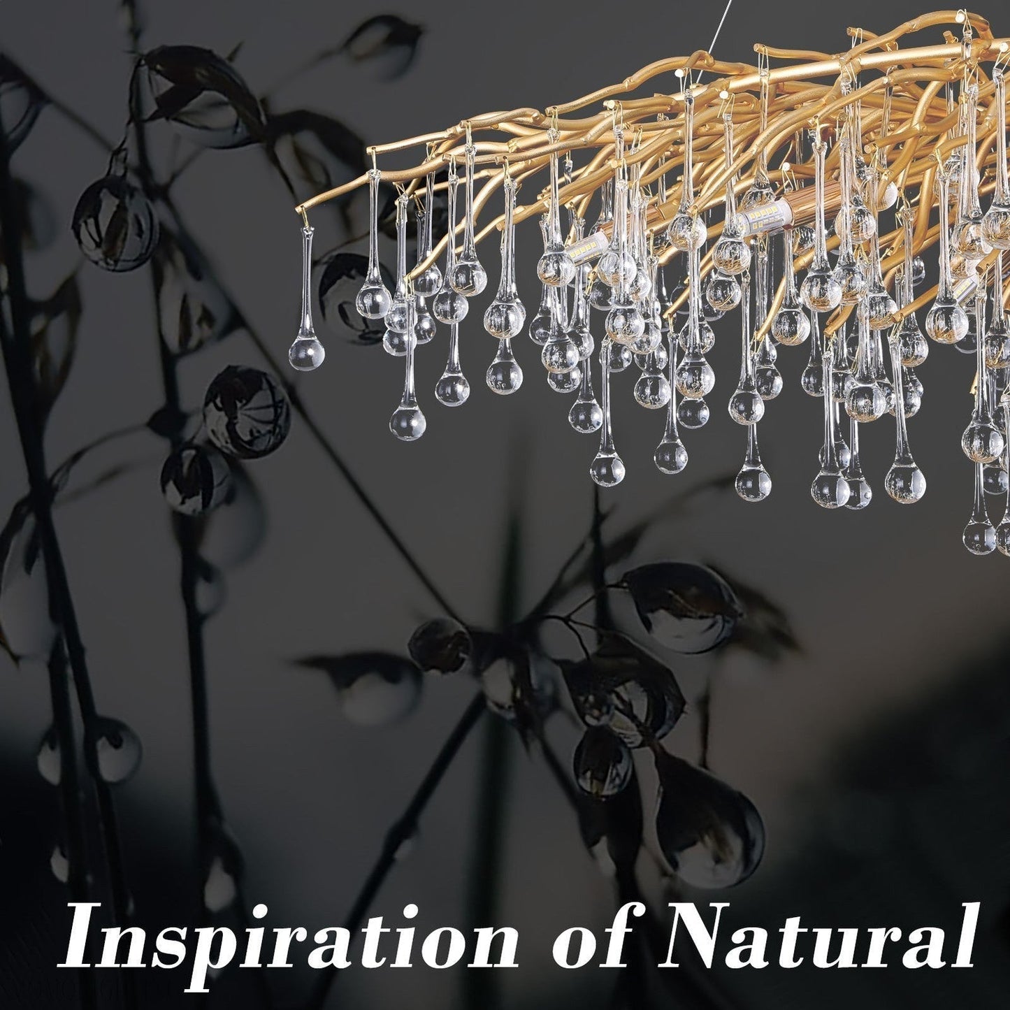 Doris Crystal Rectangular Branch Chandelier L45"-Nobipets