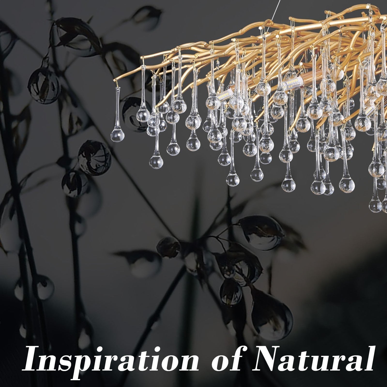 Doris Crystal Rectangular Branch Chandelier L45"-Nobipets