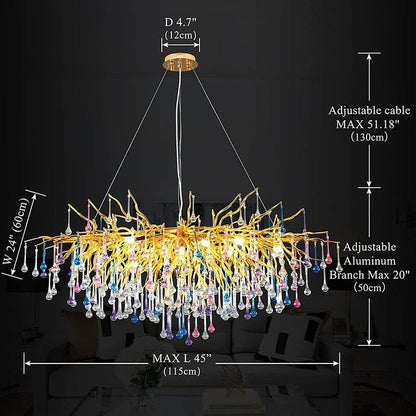 Doris Rain Crystal Branch Chandelier 54"L-Nobipets