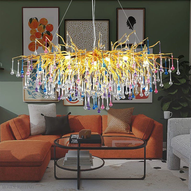 Doris Rain Crystal Branch Chandelier 54"L-Nobipets