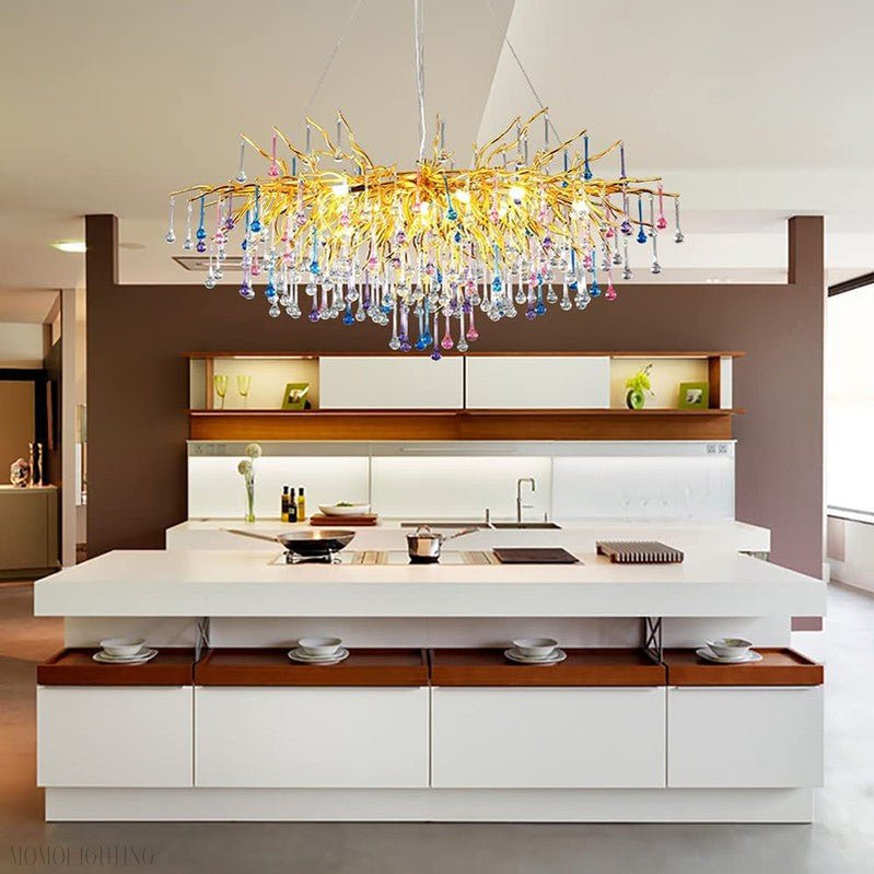 Doris Rain Crystal Branch Chandelier 54"L-Nobipets