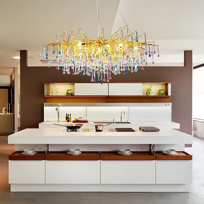 Doris Rain Crystal Branch Chandelier 54"L-Nobipets