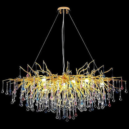 Doris Rain Crystal Branch Chandelier 54"L-Nobipets