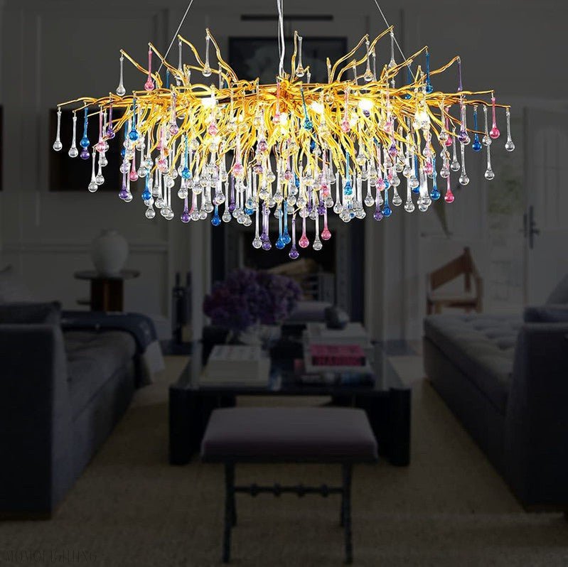 Doris Rain Crystal Branch Chandelier 54"L-Nobipets
