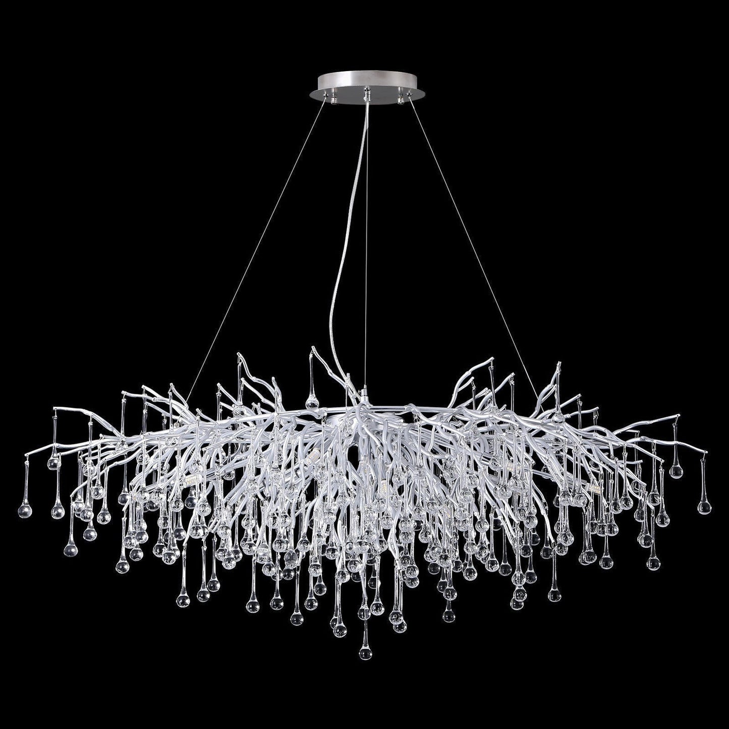 Doris Rectangle Branch Chandelier 45"L Silver-Nobipets