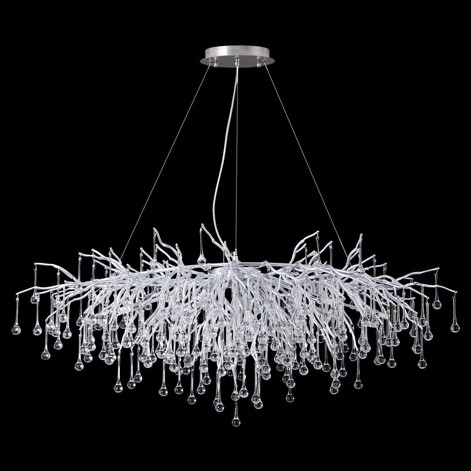 Doris Rectangle Branch Chandelier 45"L Silver-Nobipets