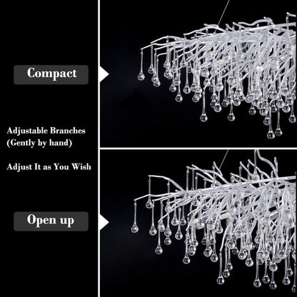 Doris Rectangle Branch Chandelier 45"L Silver-Nobipets