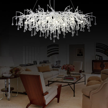 Doris Rectangle Branch Chandelier 45"L Silver-Nobipets