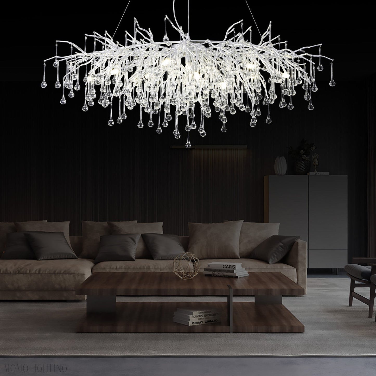 Doris Rectangle Branch Chandelier 45"L Silver-Nobipets