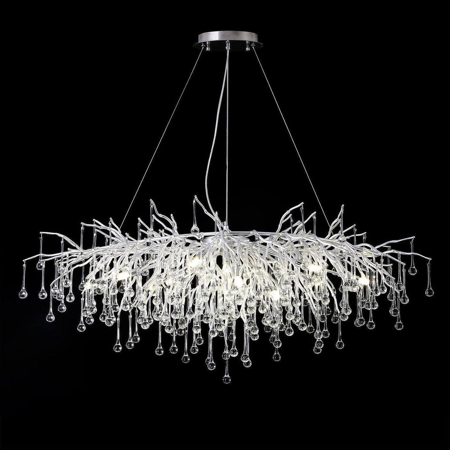 Doris Rectangle Branch Chandelier 45"L Silver-Nobipets