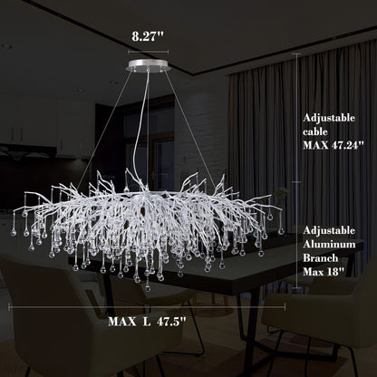 Doris Rectangle Branch Chandelier 45"L Silver-Nobipets
