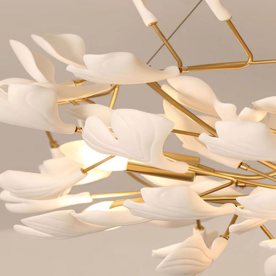 Drooping Ceramic Ginkgo Leaf Chandelier-Nobipets