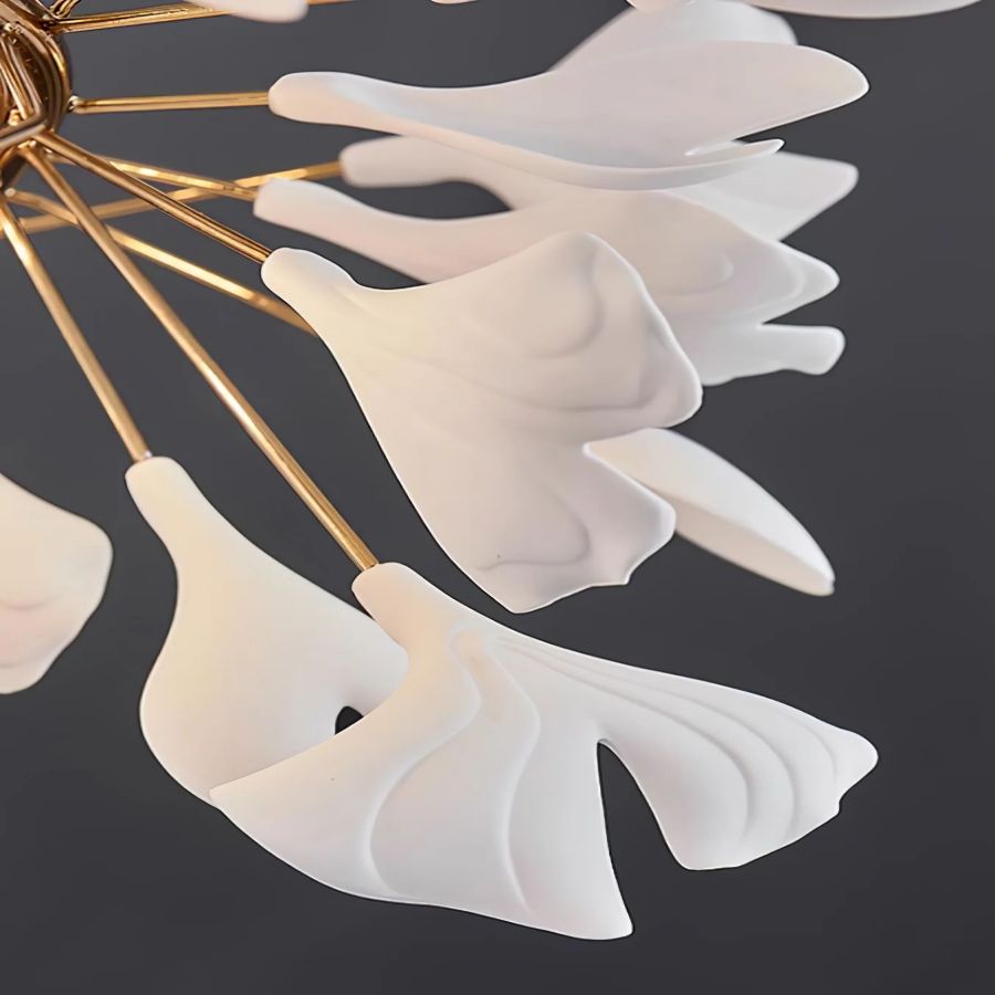 Drooping Ceramic Ginkgo Leaf Chandelier-Nobipets