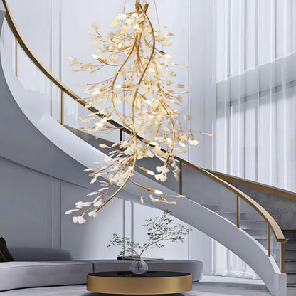 Drooping Ceramic Ginkgo Leaf Chandelier-Nobipets