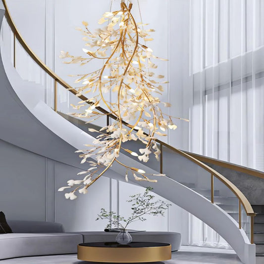 Drooping Ceramic Ginkgo Leaf Chandelier-Nobipets
