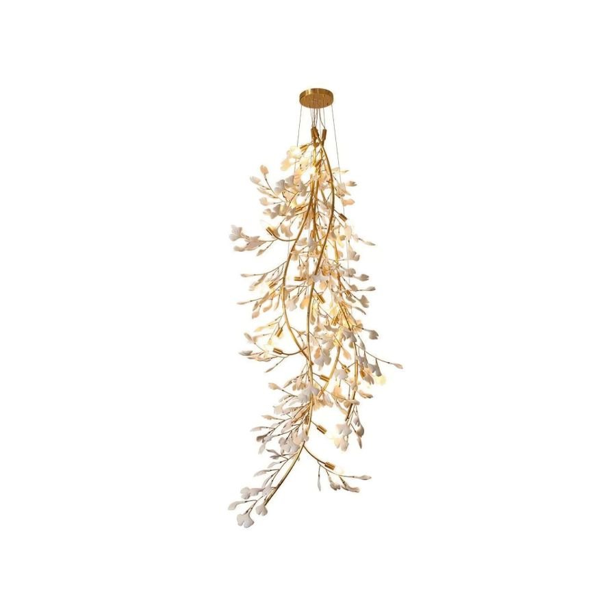 Drooping Ceramic Ginkgo Leaf Chandelier-Nobipets