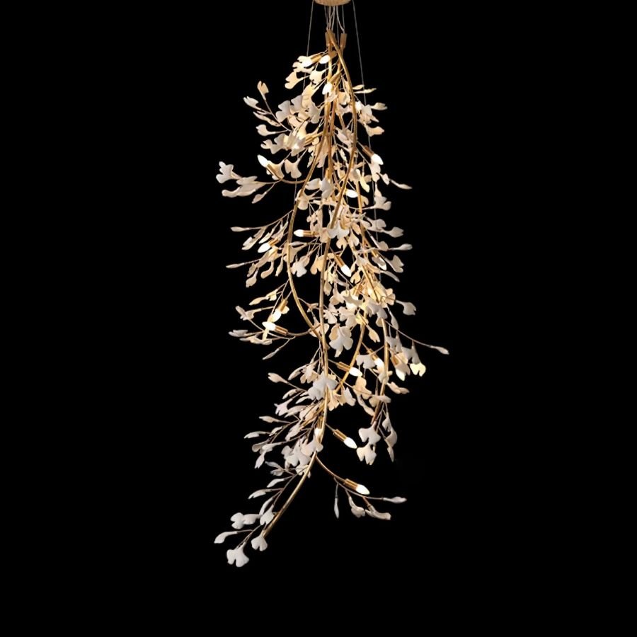 Drooping Ceramic Ginkgo Leaf Chandelier-Nobipets