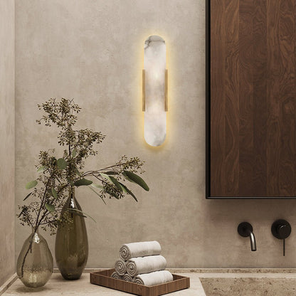 Eartha Modern Alabaster Bedroom Sconce, Indoor Wall Light