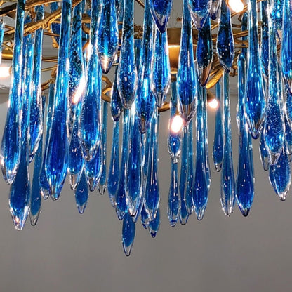 Elegant Blue Colored Branch Glaze Drops Chandelier for Dining Room-Nobipets