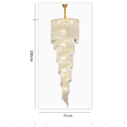 Elegant Foyer Hall Chandelier Long Crystal Ceiling Light Fixture For Living Room Entryway Staircase-Nobipets
