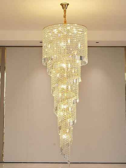 Elegant Foyer Hall Chandelier Long Crystal Ceiling Light Fixture For Living Room Entryway Staircase-Nobipets