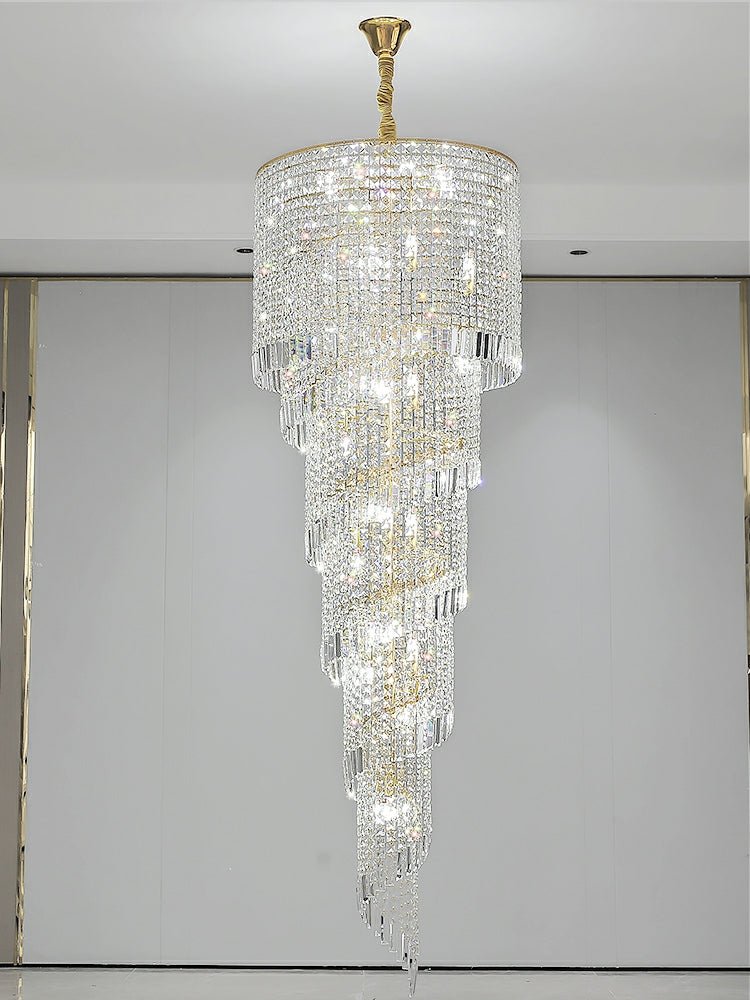 Elegant Foyer Hall Chandelier Long Crystal Ceiling Light Fixture For Living Room Entryway Staircase-Nobipets