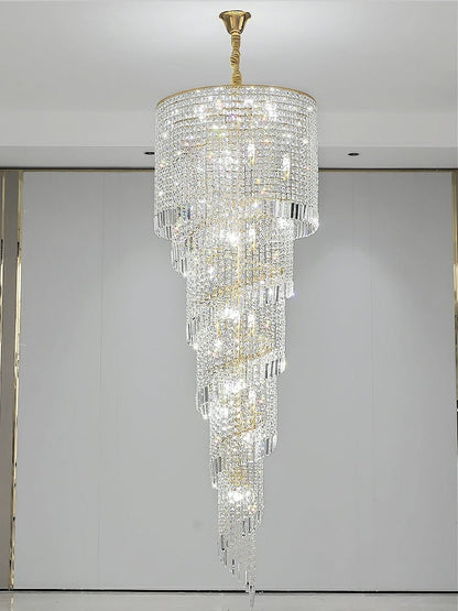 Elegant Foyer Hall Chandelier Long Crystal Ceiling Light Fixture For Living Room Entryway Staircase-Nobipets