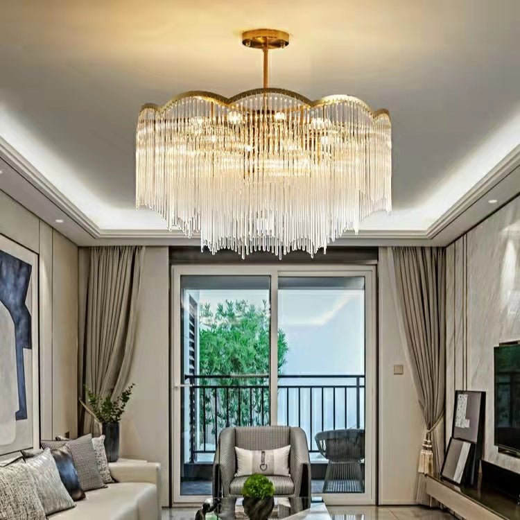 Elegant Lighting Chandelier Linear Crystal Lamp For Living/ Dining Room-Nobipets