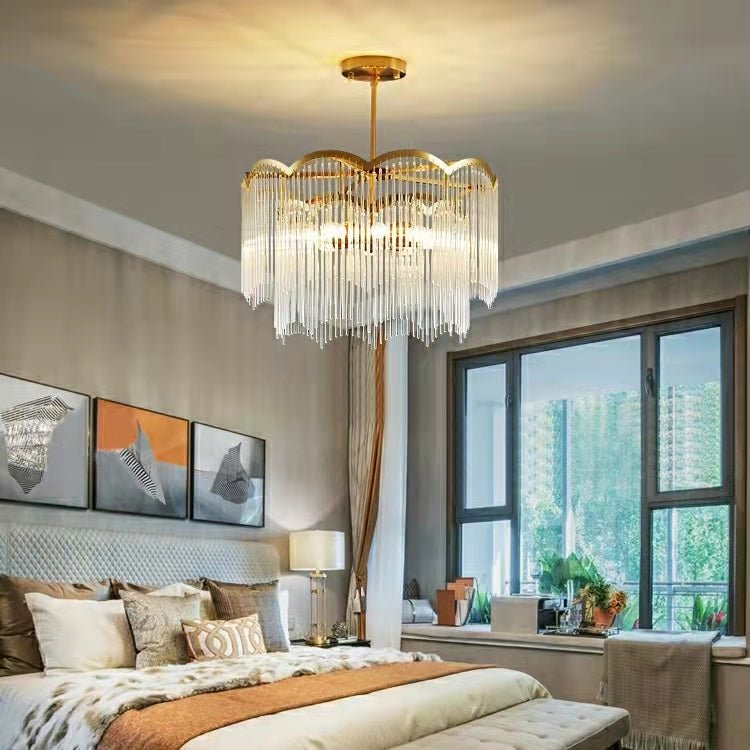Elegant Lighting Chandelier Linear Crystal Lamp For Living/ Dining Room-Nobipets