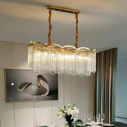 Elegant Lighting Chandelier Linear Crystal Lamp For Living/ Dining Room-Nobipets