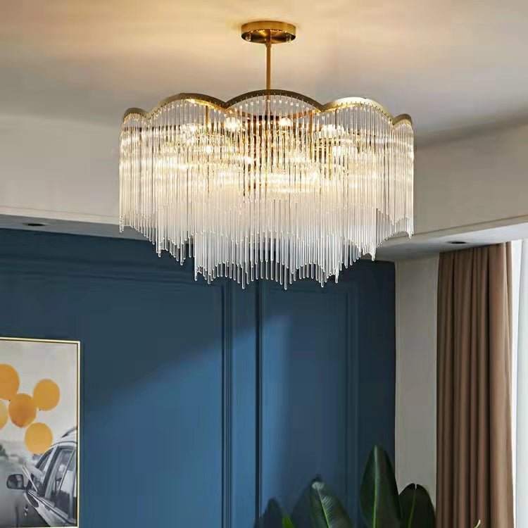 Elegant Lighting Chandelier Linear Crystal Lamp For Living/ Dining Room-Nobipets