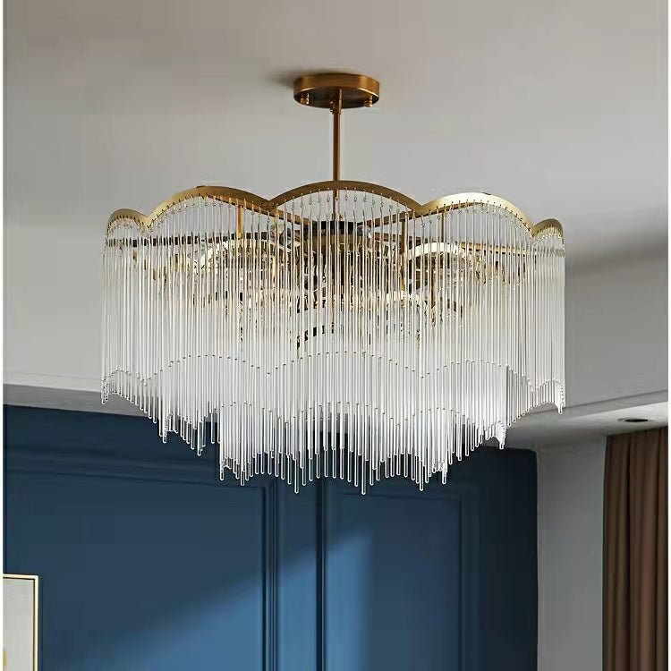 Elegant Lighting Chandelier Linear Crystal Lamp For Living/ Dining Room-Nobipets