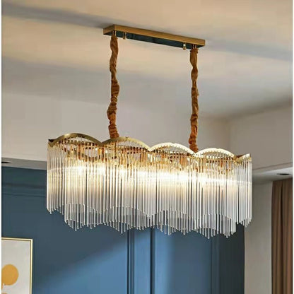 Elegant Lighting Chandelier Linear Crystal Lamp For Living/ Dining Room-Nobipets