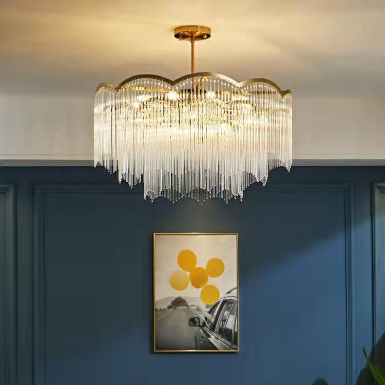 Elegant Lighting Chandelier Linear Crystal Lamp For Living/ Dining Room-Nobipets