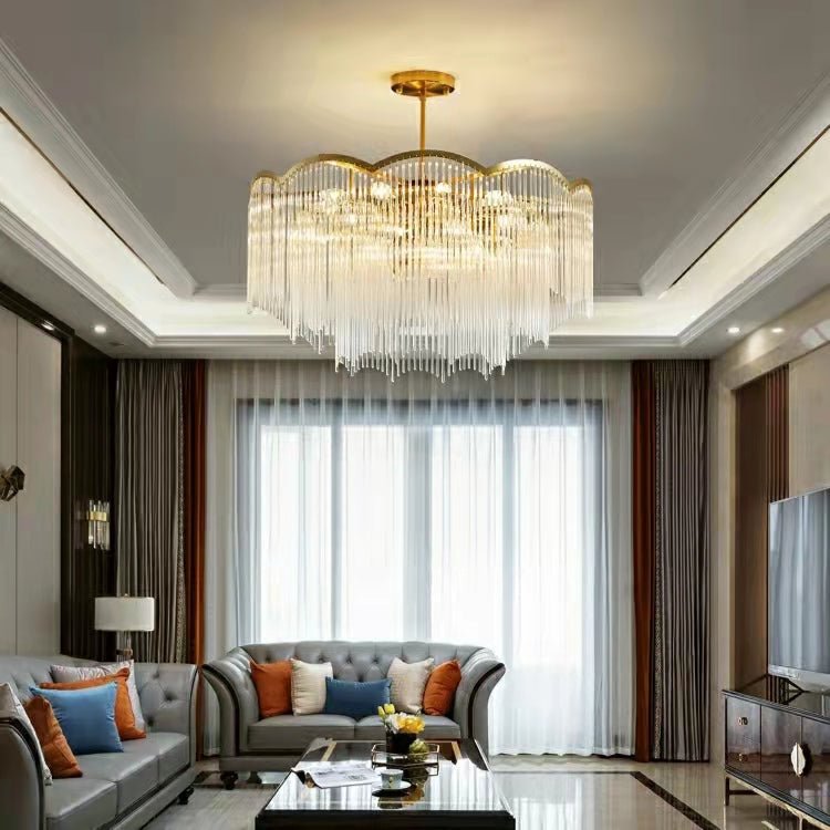 Elegant Lighting Chandelier Linear Crystal Lamp For Living/ Dining Room-Nobipets