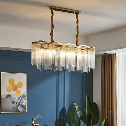 Elegant Lighting Chandelier Linear Crystal Lamp For Living/ Dining Room-Nobipets