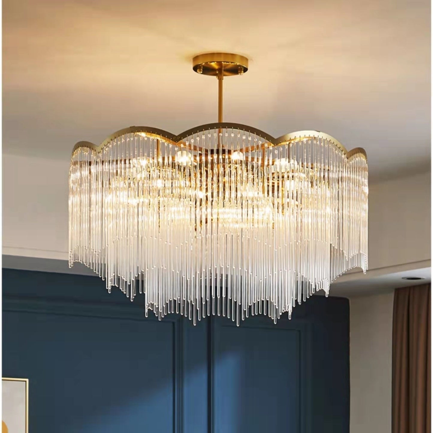 Elegant Lighting Chandelier Linear Crystal Lamp For Living/ Dining Room-Nobipets