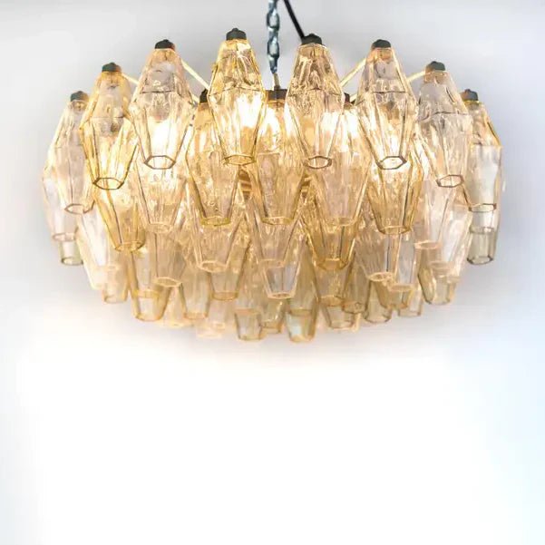 Elegant Murano Poliedri Clear Glass Chandelier 18"-Nobipets