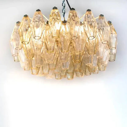 Elegant Murano Poliedri Clear Glass Chandelier 18"-Nobipets