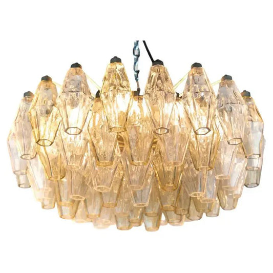 Elegant Murano Poliedri Clear Glass Chandelier 18"-Nobipets