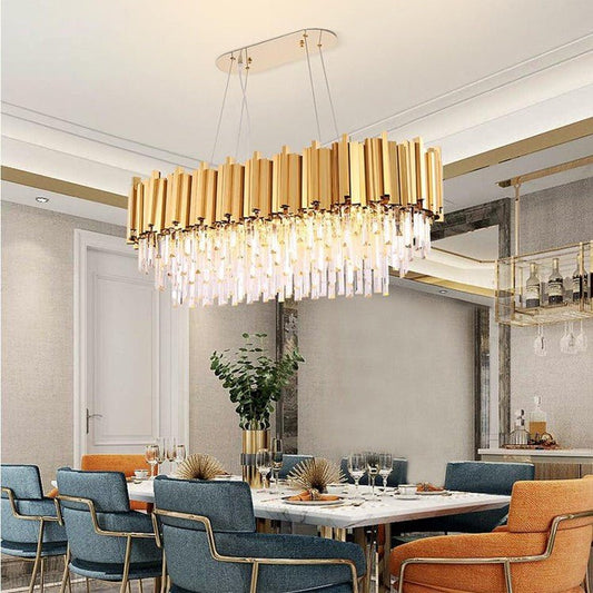 Elian Oval Crystal Chandelier-Nobipets