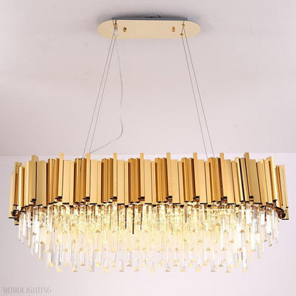 Elian Oval Crystal Chandelier-Nobipets