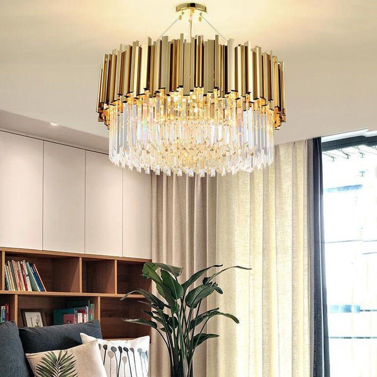 Elian Round Crystal Chandelier-Nobipets
