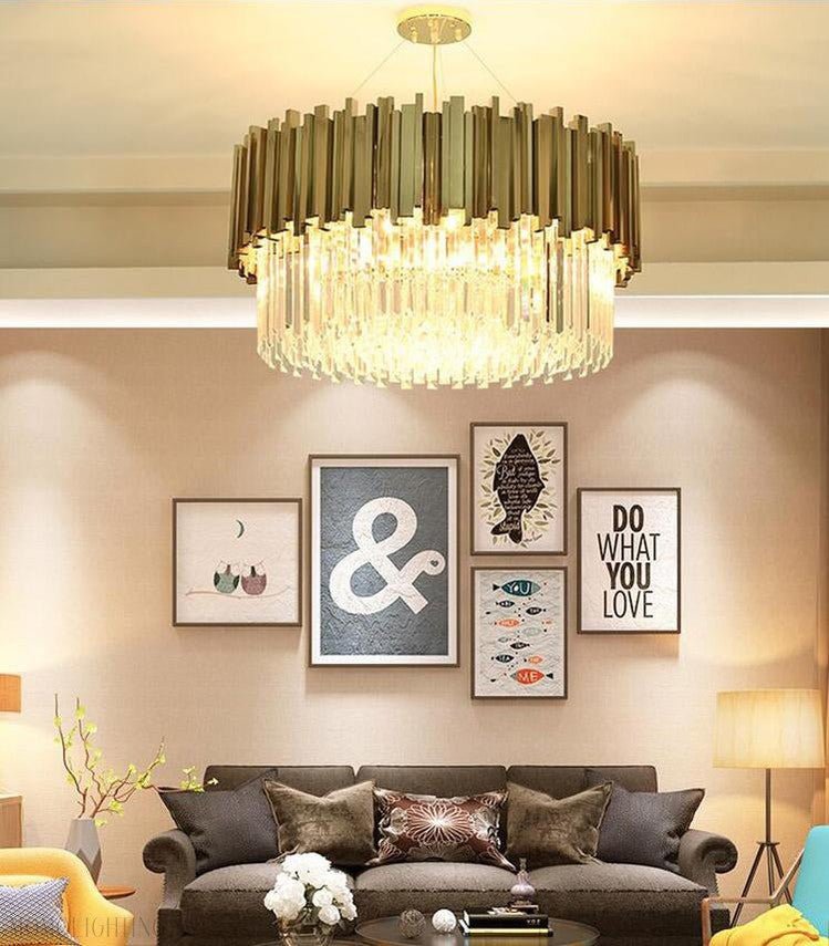 Elian Round Crystal Chandelier-Nobipets