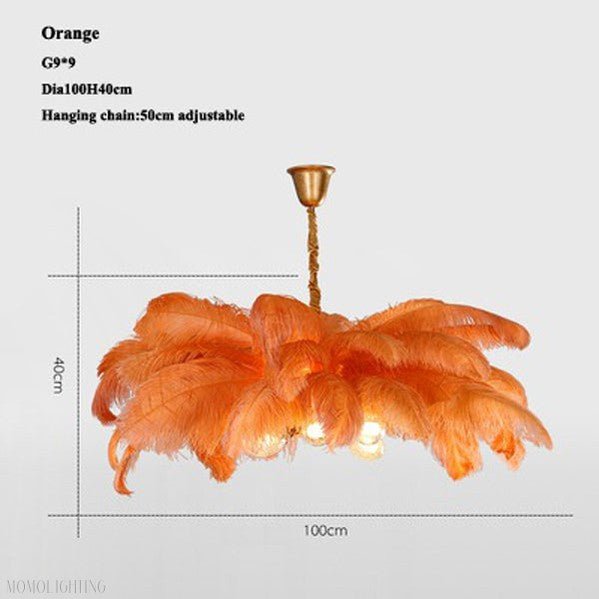 Elva Brass Palm Tree Feather Chandelier-Nobipets