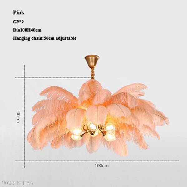 Elva Brass Palm Tree Feather Chandelier-Nobipets