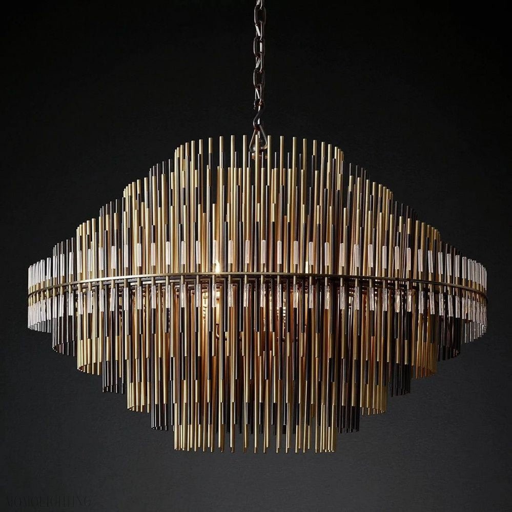 Emily Brass Round Chandelier-Nobipets