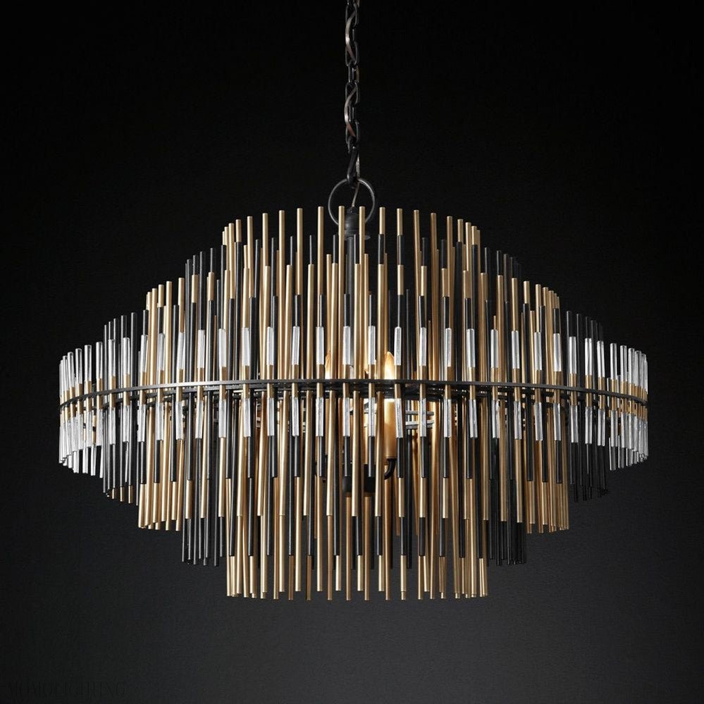 Emily Brass Round Chandelier-Nobipets